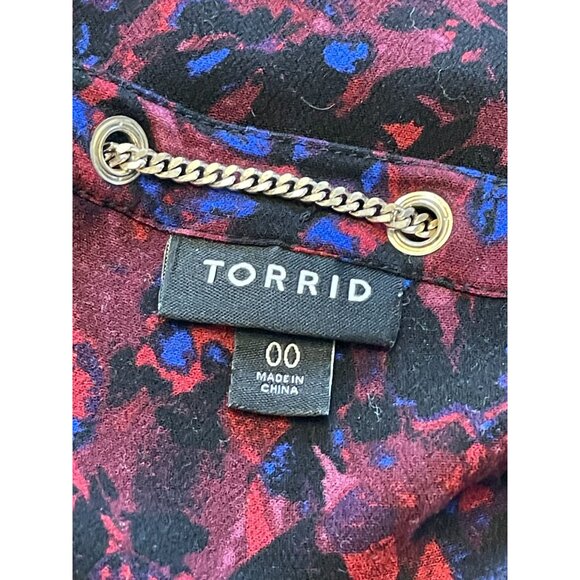 Torrid Womens Sleeveless Watercolor Print Tunic Top With Chain Accent - Picture 8 of 9